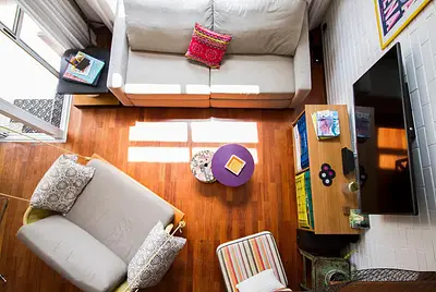 Loft duplex com pé direito duplo e balanço em Pinheiros